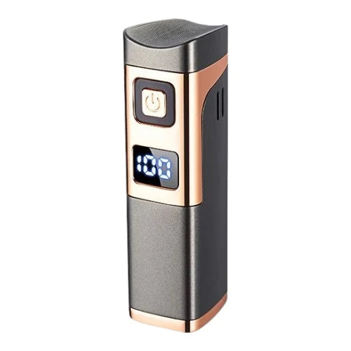 Portable electronic device with digital display on a white background