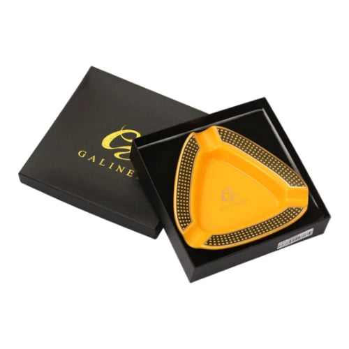 Galiner Triangular Ceramic Cigar Ashtray Yellow | Cigars | Sam's Smokes