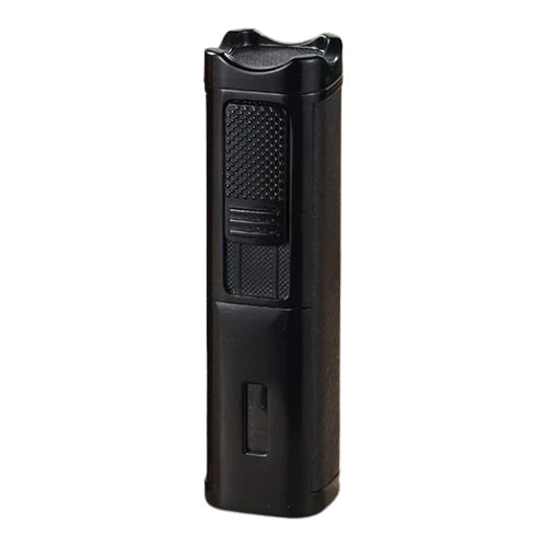 Black lighter with textured surface on a white background