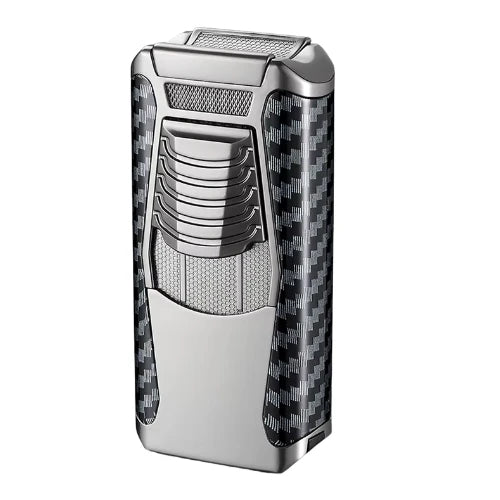 Cigar lighter with carbon fiber pattern on a white background