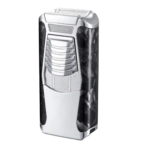 Cigar lighter with metallic finish on a white background