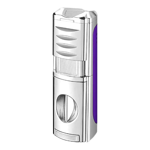 Silver and purple lighter on a white background