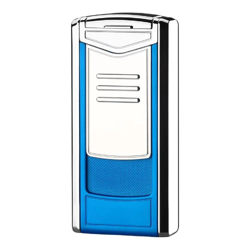 Black and silver lighter with geometric design