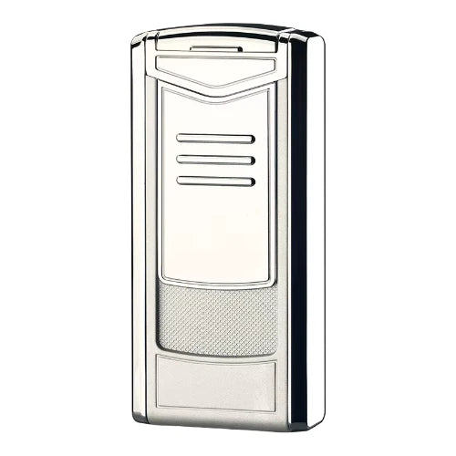 Black and silver lighter with geometric design