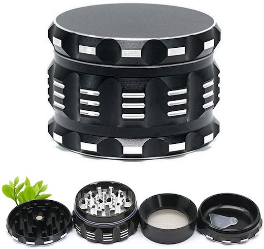 Black Aluminium 4 Piece Herb Grinder