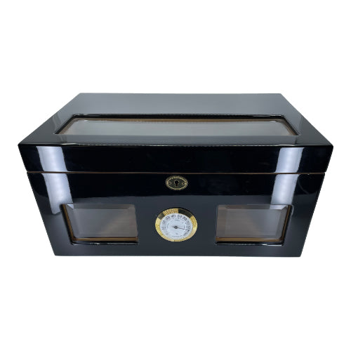 Large Black Windowed Humidor - Humidor - Sams Smokes