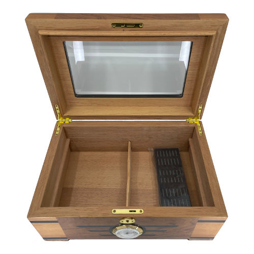 Large Glass Top Humidor Open Inside - Humidor - Sams Smokes