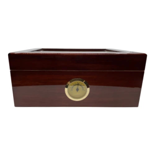 Savoy Mahogany Glass Top Humidor | 25 cigar - front view - HSAMGTS